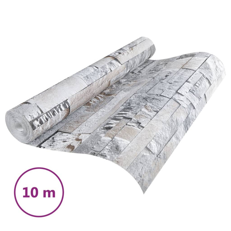 Tapeta 3D z wzorem kamieni, szaro-brązowa, 10x0,53 m, flizelina