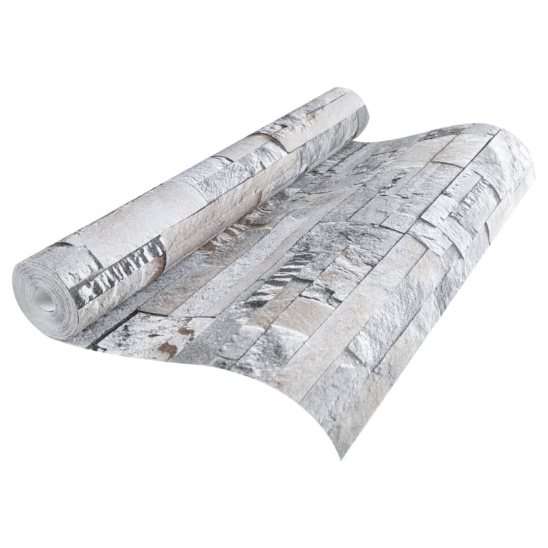 Tapeta 3D z wzorem kamieni, szaro-brązowa, 10x0,53 m, flizelina