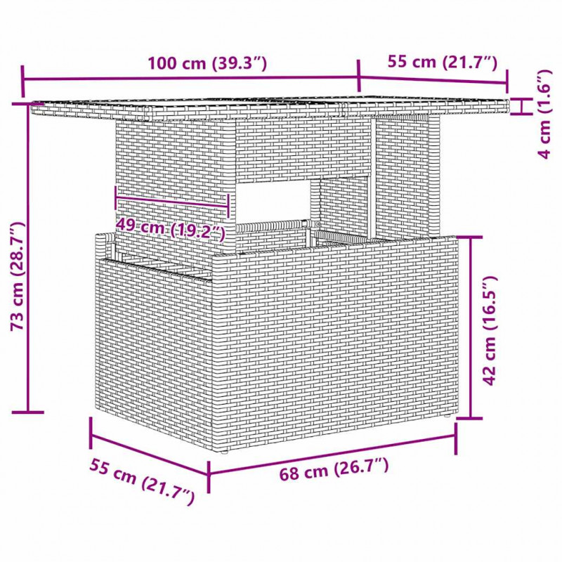 Zestaw Sof na Ogród z poduszką 7 pcs Beżowy i kremowy