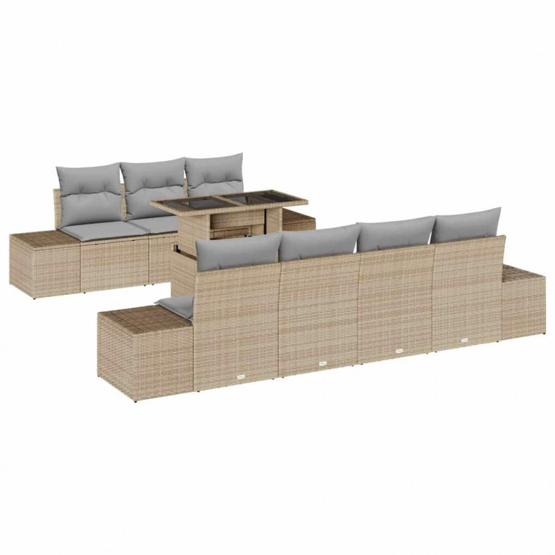 Zestaw Sof na Ogród z poduszką 8 pcs Beżowy i jasnoszary