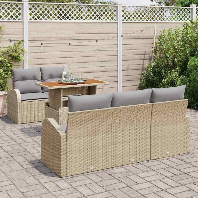 Zestaw Sof na Ogród z przechowywaniem 6 pcs Beżowy Polirattan