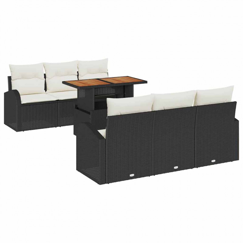 Zestaw Sof na Ogród z przechowywaniem 7 pcs Czarny Polirattan