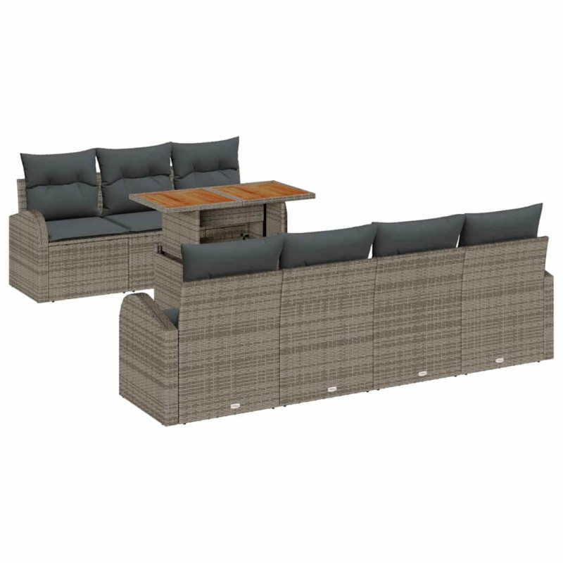 Zestaw Sof na Ogród z przechowywaniem 8 pcs Szary Polirattan