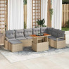 Zestaw Sof na Ogród z przechowywaniem 9 pcs Beżowy Polirattan