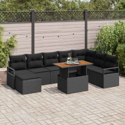 Zestaw Sof na Ogród z przechowywaniem 9 pcs Czarny Polirattan