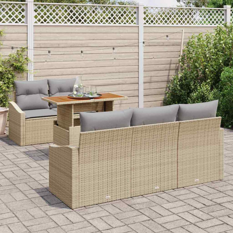 Zestaw Sof na Ogród z przechowywaniem 6 pcs Beżowy Polirattan