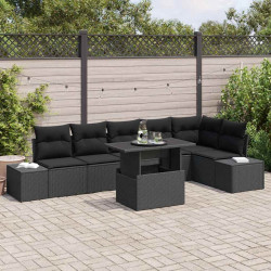 Zestaw Sof na Ogród z przechowywaniem 7 pcs Czarny Polirattan