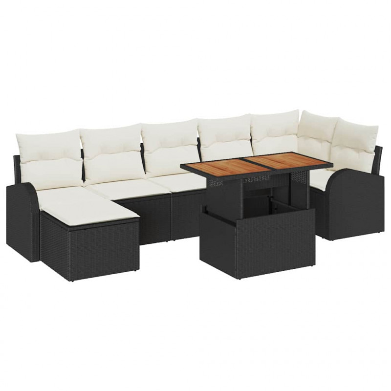 Zestaw Sof na Ogród z przechowywaniem 8 pcs Czarny Polirattan