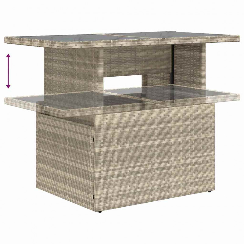 Zestaw Sof na Ogród 9 pcs Jasnoszary Polirattan