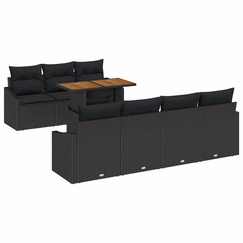 Zestaw Sof na Ogród z przechowywaniem 8 pcs Czarny Polirattan