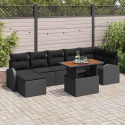 Zestaw Sof na Ogród z przechowywaniem 8 pcs Czarny Polirattan