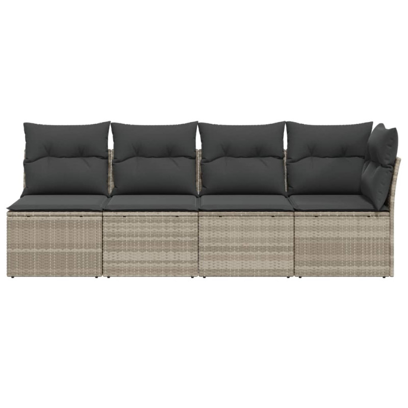 Sofa ogrodowa z poduszkami, 4-osobowa, jasnoszara, polirattan