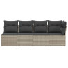 Sofa ogrodowa z poduszkami, 4-osobowa, jasnoszara, polirattan