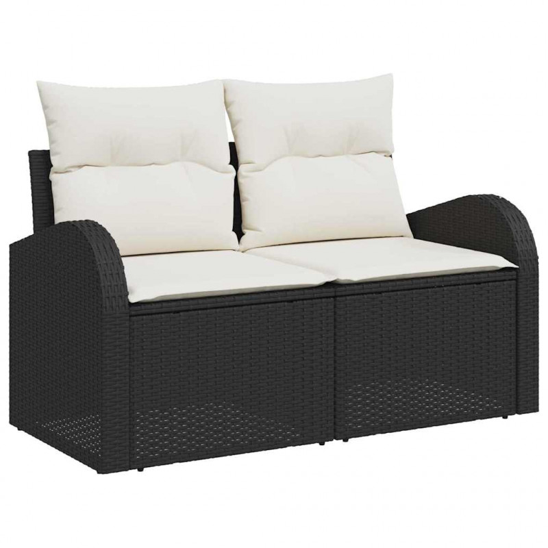 Zestaw Sof na Ogród z przechowywaniem 11 pcs Czarny Polirattan