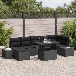 Zestaw Sof na Ogród z przechowywaniem 8 pcs Czarny Polirattan