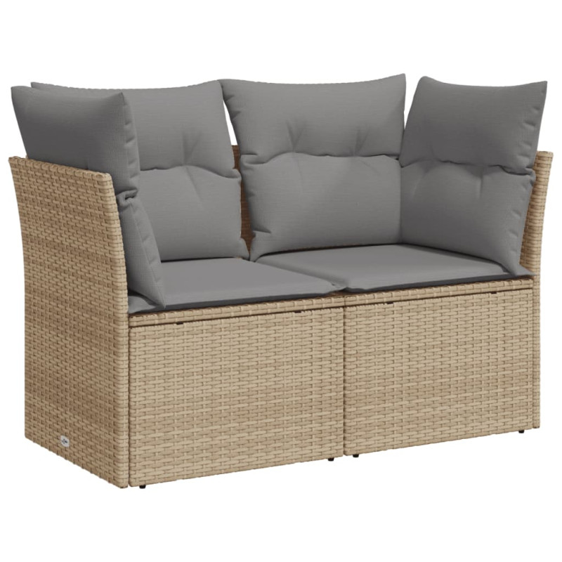 Sofa ogrodowa z poduszkami, 2-osobowa, beżowa, polirattan