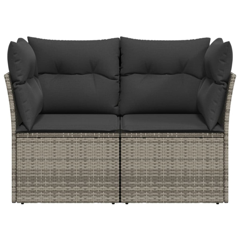 Sofa ogrodowa z poduszkami, 2-osobowa, szara, polirattan