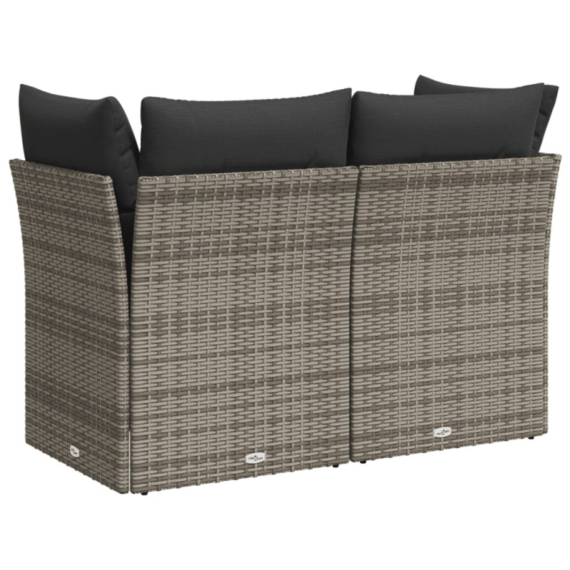 Sofa ogrodowa z poduszkami, 2-osobowa, szara, polirattan