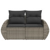 Sofa ogrodowa z poduszkami, 2-osobowa, szara, polirattan