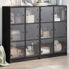 Biblioteczka z drzwiczkami, czarna, 136x37x109 cm
