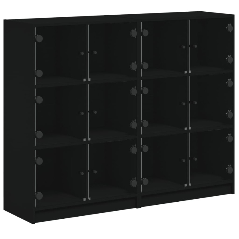 Biblioteczka z drzwiczkami, czarna, 136x37x109 cm