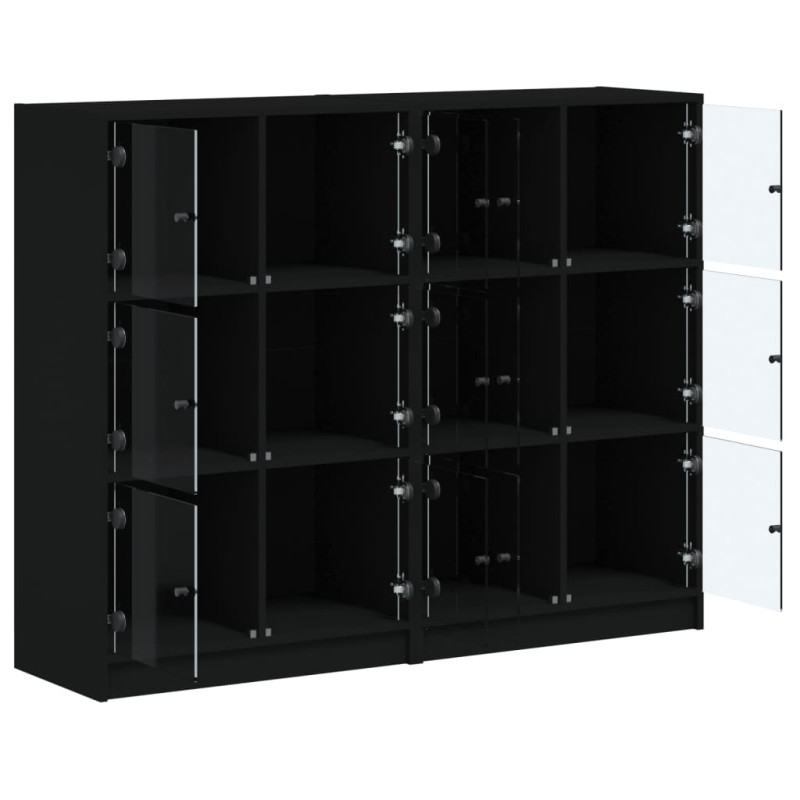 Biblioteczka z drzwiczkami, czarna, 136x37x109 cm
