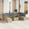 Zestaw Sof na Ogród z przechowywaniem 10 pcs Beżowy Polirattan