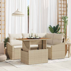 Zestaw Sof na Ogród z przechowywaniem 5 pcs Beżowy Polirattan