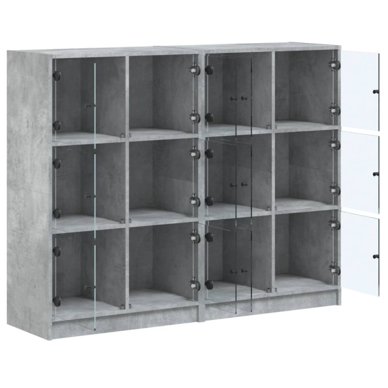 Biblioteczka z drzwiczkami, szarość betonu, 136x37x109 cm