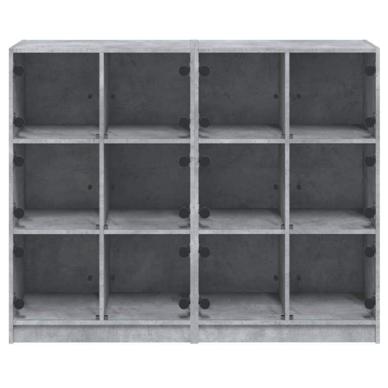 Biblioteczka z drzwiczkami, szarość betonu, 136x37x109 cm