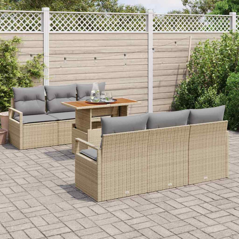 Zestaw Sof na Ogród z przechowywaniem 7 pcs Beżowy Polirattan