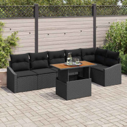 Zestaw Sof na Ogród z przechowywaniem 7 pcs Czarny Polirattan
