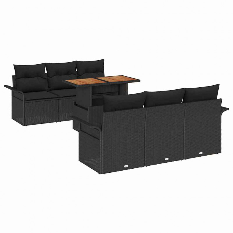 Zestaw Sof na Ogród z przechowywaniem 7 pcs Czarny Polirattan