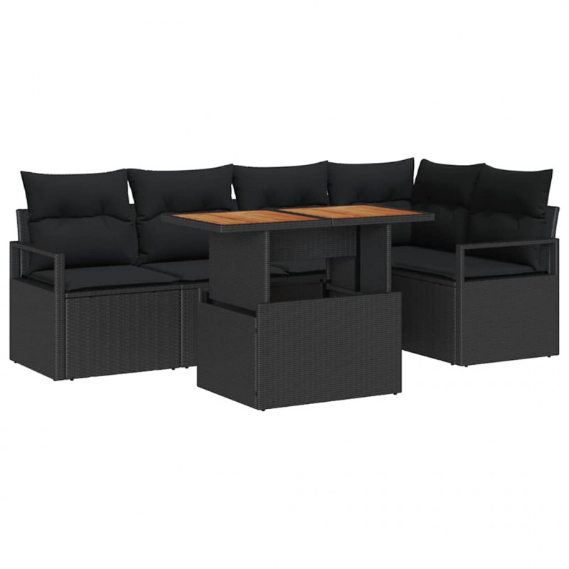Zestaw Sof na Ogród z przechowywaniem 6 pcs Czarny Polirattan