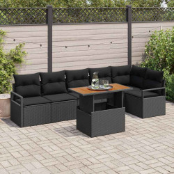 Zestaw Sof na Ogród z przechowywaniem 7 pcs Czarny Polirattan