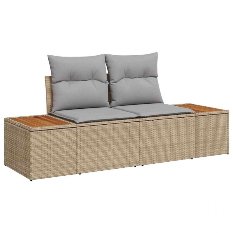 Zestaw Sof na Ogród z przechowywaniem 6 pcs Beżowy Polirattan