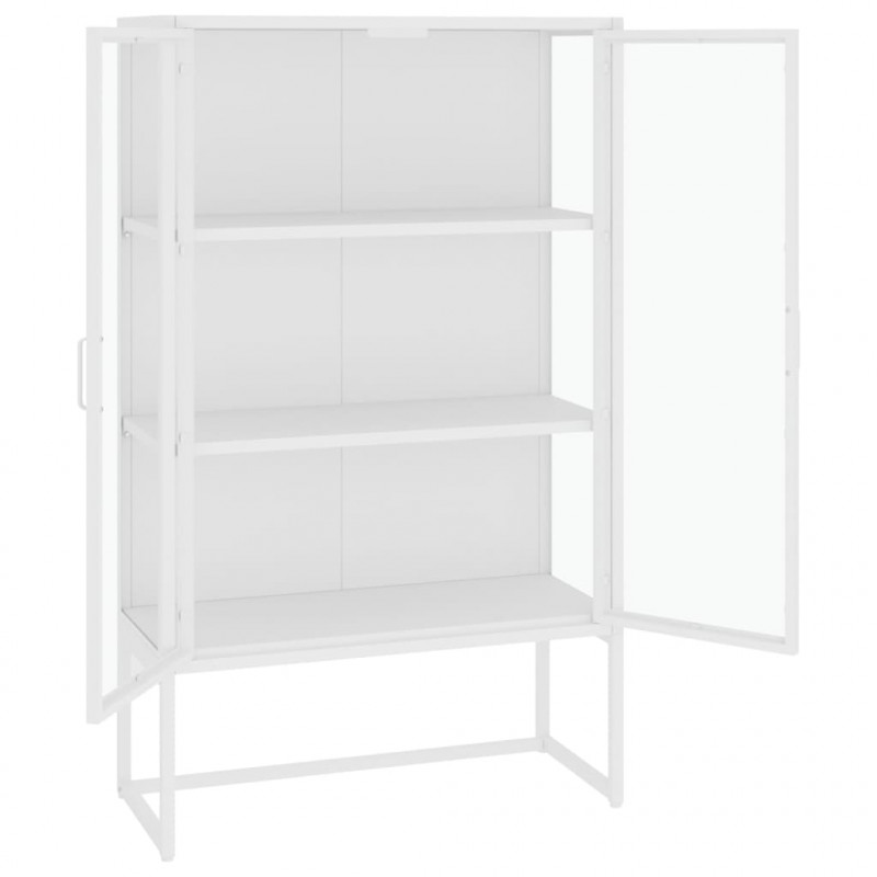 Szafka, biała, 80x35x135 cm, stal i hartowane szkło
