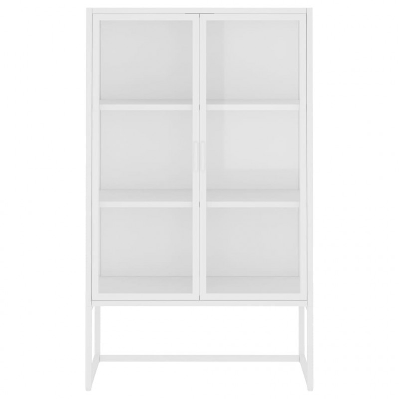 Szafka, biała, 80x35x135 cm, stal i hartowane szkło