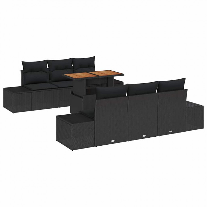 Zestaw Sof na Ogród z przechowywaniem 7 pcs Czarny Polirattan