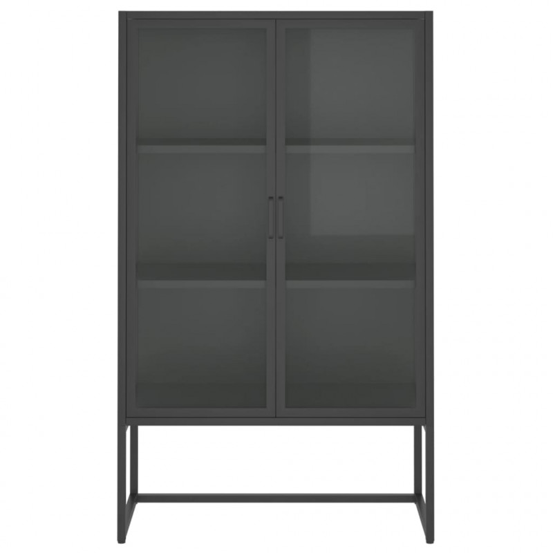 Szafka, antracytowa, 80x35x135 cm, stal i hartowane szkło