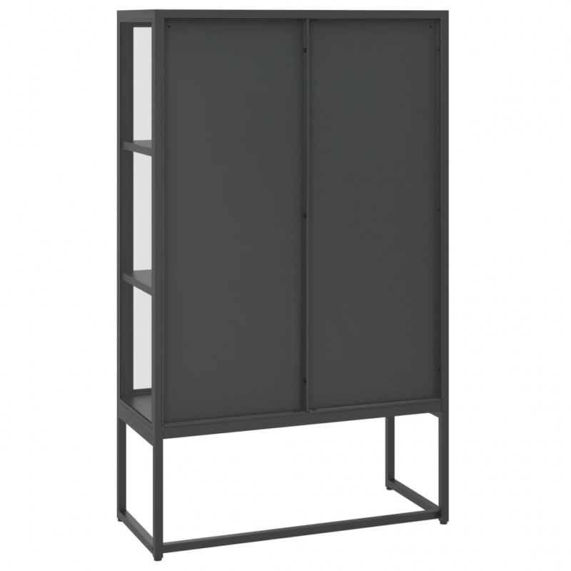Szafka, antracytowa, 80x35x135 cm, stal i hartowane szkło