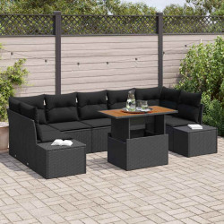 Zestaw Sof na Ogród z przechowywaniem 8 pcs Czarny Polirattan