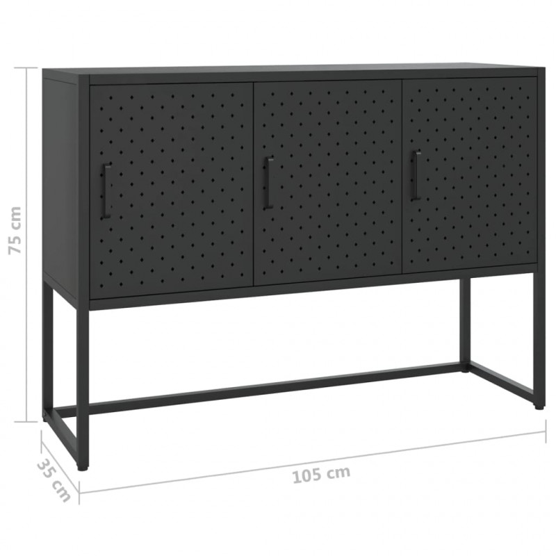 Szafka boczna, czarna, 105x35x75 cm, stal