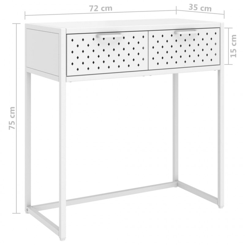 Stolik konsolowy, biały, 72x35x75 cm, stalowy