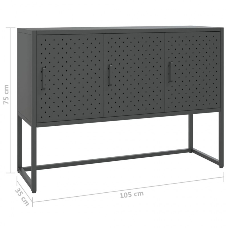 Szafka boczna, antracytowa, 105x35x75 cm, stal