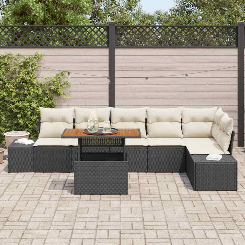 Zestaw Sof na Ogród z przechowywaniem 7 pcs Czarny Polirattan