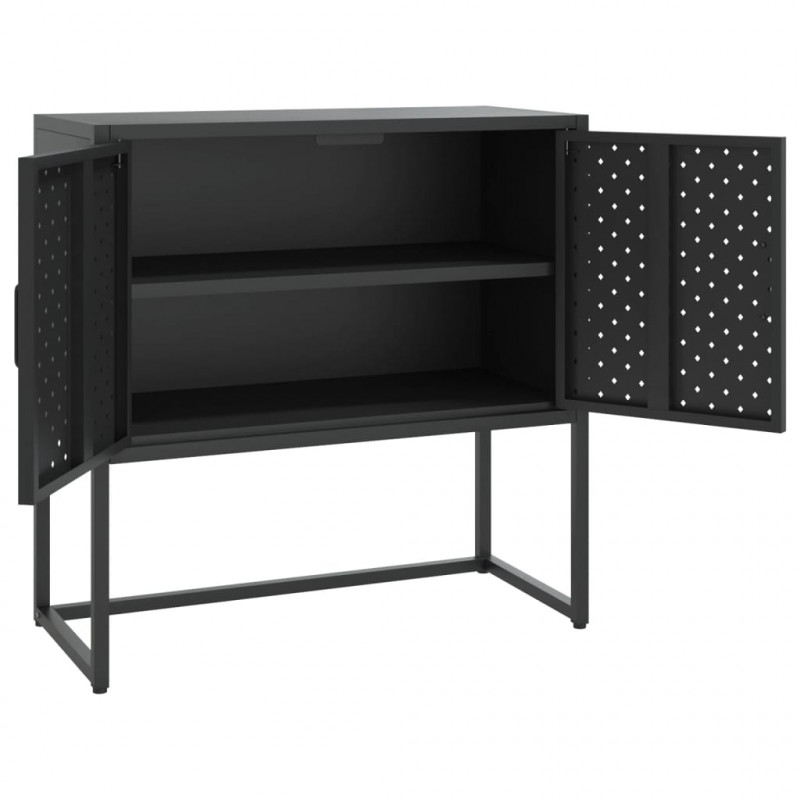 Szafka boczna, czarna, 75x35x75 cm, stal