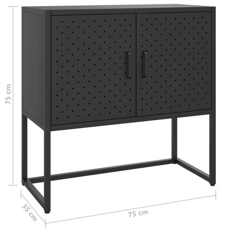 Szafka boczna, czarna, 75x35x75 cm, stal