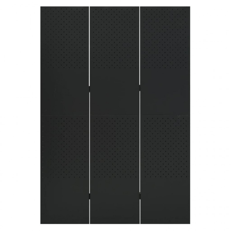 Parawan 3-panelowy, czarny, 120 x 180 cm, stalowy
