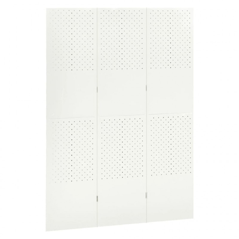 Parawan 3-panelowy, biały, 120 x 180 cm, stalowy